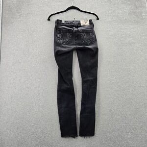 True Religion Women Jeans 24 Black Denim Skinny Logo  27" Inseam